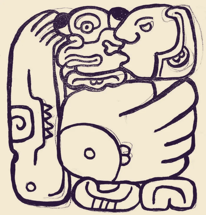 Dibujo a mano del logo de Creaciones del Mago, en tinta sobre papel